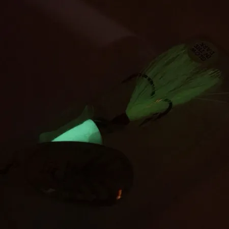 Blue Fox Super Vibrax 5 Glow Cucharilla, Níquel/Chartreuse, 13g, #9295