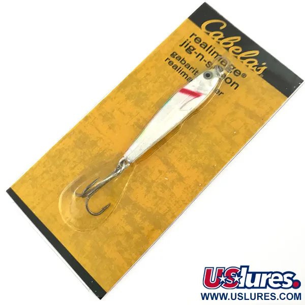Cabela's Real Image Jig-N-Spoon Jig, Blanco Perla, 14g, Ojos 3D, #9310