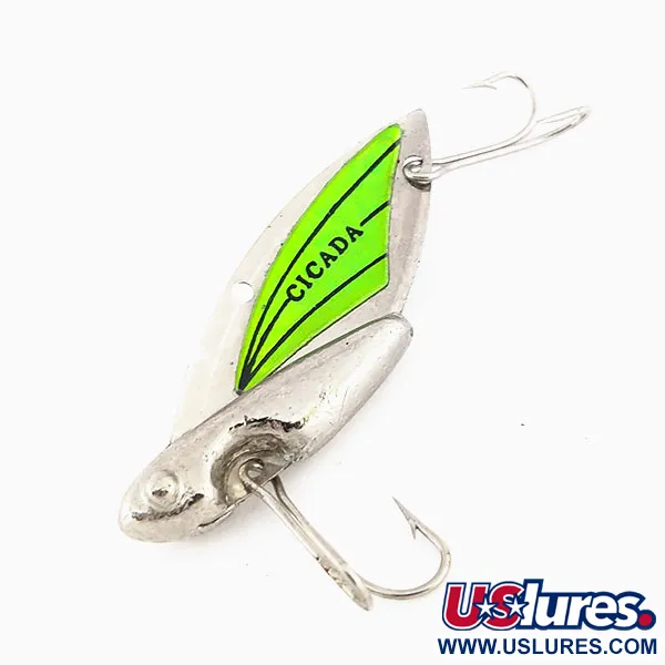 Reef Runner Cicada Blade Bait, Níquel / Verde, 14g, Luminiscente, #9560