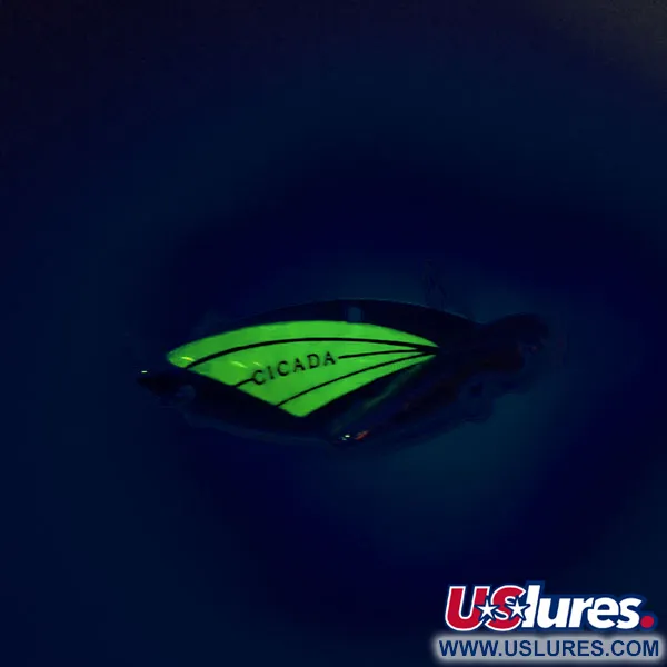 Reef Runner Cicada Blade Bait, Níquel / Verde, 14g, Luminiscente, #9560