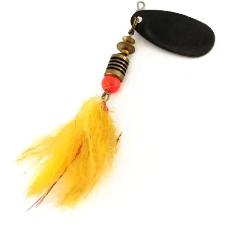 Mepps Black Fury 2 Dressed Cucharilla, Negro/Amarillo, 4.7g, Pluma, #9594