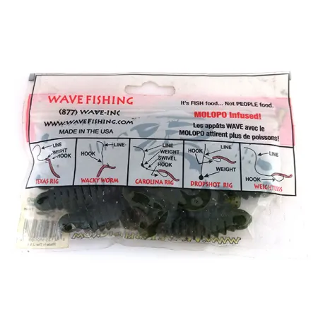 Wave Worms Swim Bug Vinilo, Watermelon/Black, 10cm, 7uds, #9615