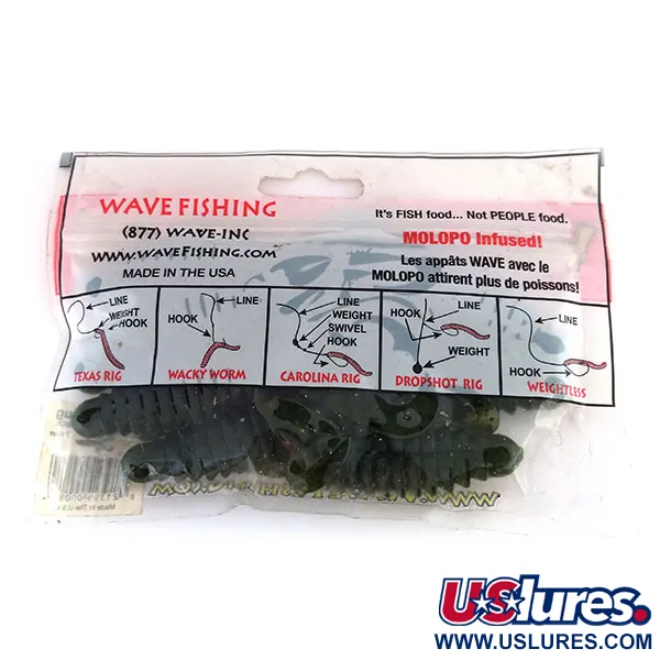 Wave Worms Swim Bug Vinilo, Watermelon/Black, 10cm, 7uds, #9615