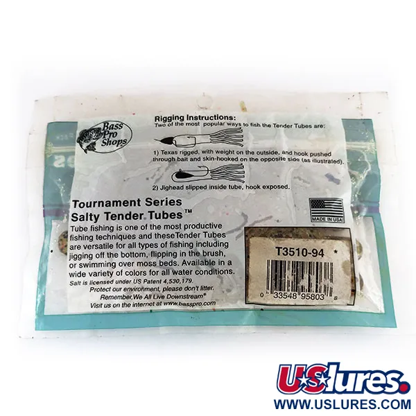 Bass Pro Shops Salty Tender Tubes señuelo blando, Green Pumpkin, #9624