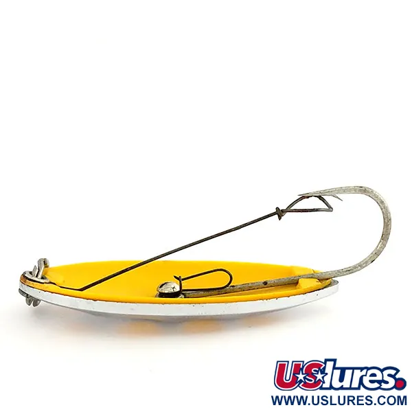 South Bend Sun Spot Cucharilla, Níquel / Amarillo, 14g, perforada, #9652
